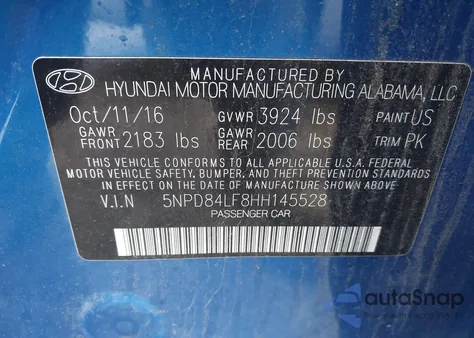 2017 Hyundai Elantra Se from USA, damaged, VIN 5NPD84LF8HH145528